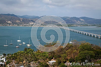 Beautiful landscape of the bridge that connects Stock Photo