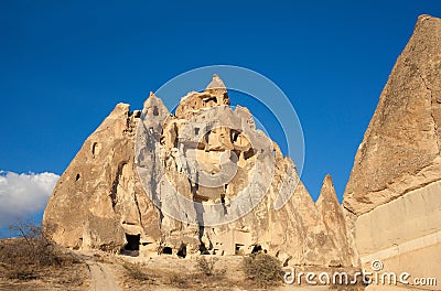 Beautiful landscape Cappadocia abandoned castle Stock Photo