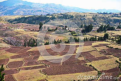 Beautiful landscape of contrasts in the dry season in the Sacred Valley of the Incas Stock Photo