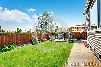 Beautiful landscape design for backyard garden and patio area Stock Photo