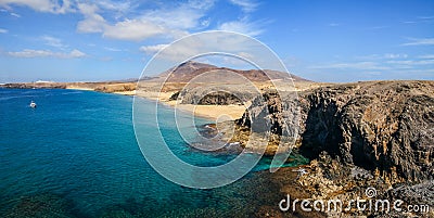 Beautiful landscape of famous Papagayo Beach on the Lanzarote Is Stock Photo