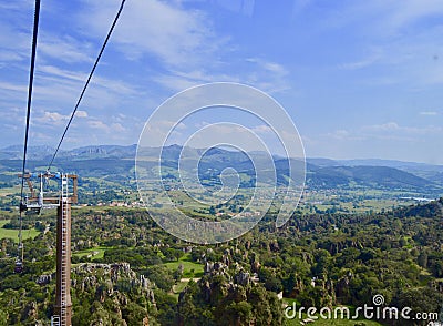 Beautiful landscape of fields and mountain in Cantabria Stock Photo