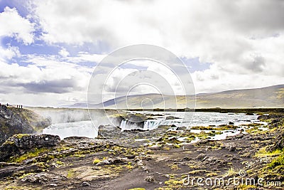 Beautiful Landscape Godafoss Waterfall and Cliff in East Iceland Stock Photo