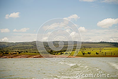 A river and a landscape. Stock Photo