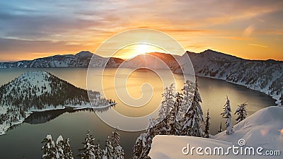 Beautiful landscape with high mountains with illuminated Stock Photo