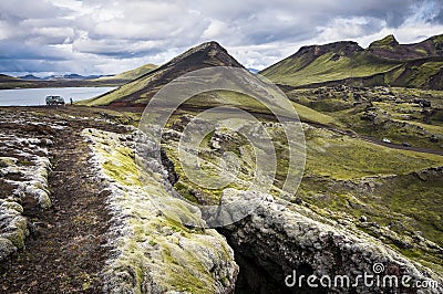 View of the Landmannalaugar mountains on Iceland Stock Photo