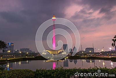 Beautiful landscape of Monas Monument in Medan Merdeka Square, Jakarta Stock Photo