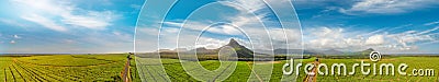 Beautiful landscape of Mount Rempart in Mauritius, aerial panoramic view Stock Photo