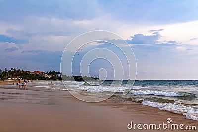 Beautiful landscape panorama strong waves Bentota Beach on Sri Lanka Editorial Stock Photo