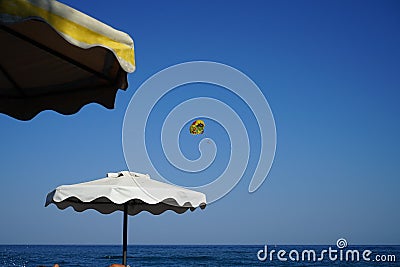 Parasailing in the Mediterranean. Kolympia, Rhodes, Greece Stock Photo