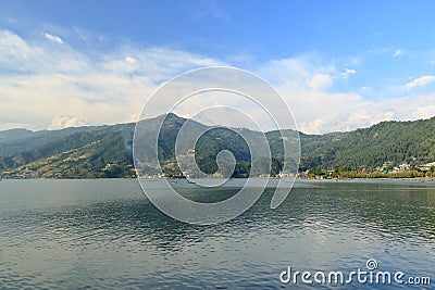 Beautiful landscape of Phewa Lake in Pokhara, Nepal Stock Photo