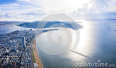 Beautiful landscape of Quy Nhon city, Vietnam from above Stock Photo