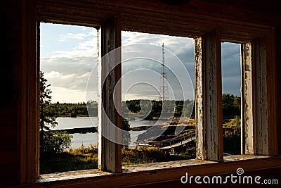 Beautiful landscape in Rabocheostrovsk, Karelia at summer Stock Photo