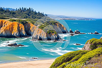 a beautiful landscape, rocks, and ocean views in Salt Point S. Stock Photo