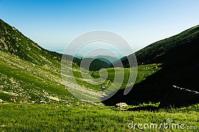 Beautiful landscape of Romanian mountains. Negoiu. Porumbacu de Sus. Cabana Negoiu. Sibiu. Forest. Amazing holiday i Stock Photo