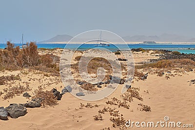 Beautiful view of the beach in Isla de Lobos, Fuerteventura, Canary Islands, Spain Editorial Stock Photo