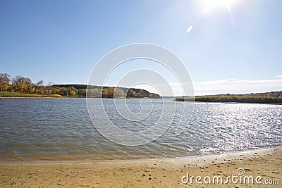 Iowa lake landscape in autumn Stock Photo