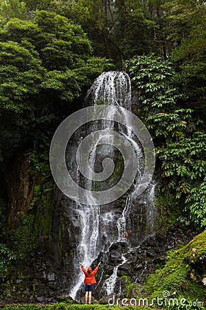 Beautiful landscape sceneries in Azores Portugal. Tropical nature in Sao Miguel Island, Azores. Stock Photo