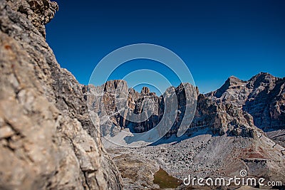 Beautiful landscape scenery of italien dolomites, rifugio lagazuoi, cortina dÂ´ampezzo, passo falzarego Stock Photo