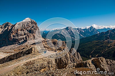 Beautiful landscape scenery of italien dolomites, rifugio lagazuoi, cortina dÂ´ampezzo, passo falzarego Stock Photo