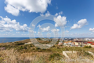 Beautiful landscape of sea and clouds on a sunny summer day. The Black Sea coast. Anapa Stock Photo