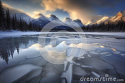 Incredible stunning scenery of Jasper National Park in winter Stock Photo