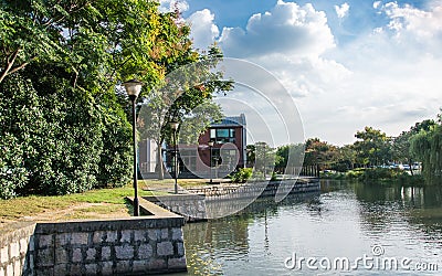 Beautiful landscape of Thames town in Shanghai Stock Photo