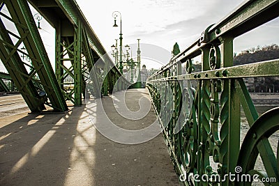 Beautiful landscape and urban view of the Budapest bridge. Stock Photo