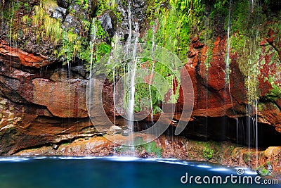 Madeira waterfall 25 Fontes Stock Photo