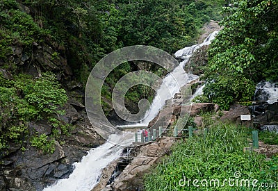 Ravana ella waterfall in Sri Lanka. Beautiful landscape with waterfall. Stock Photo