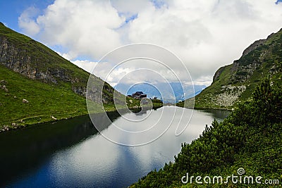 Beautiful landscape with Wildsee Lake Wildseelodersee and the Wildseeloderhaus Stock Photo