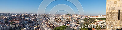 Beautiful large panoramic aerial view of Lisbon red roofs from Saint Jorge Castle Editorial Stock Photo