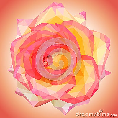 Beautiful large rose flower low poly Vector Illustration