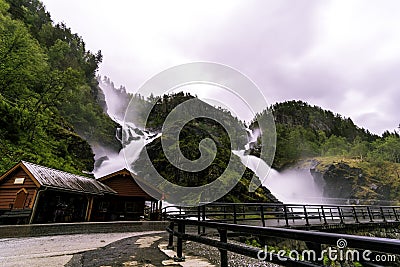 Beautiful Latefossen waterfall in Norway Stock Photo