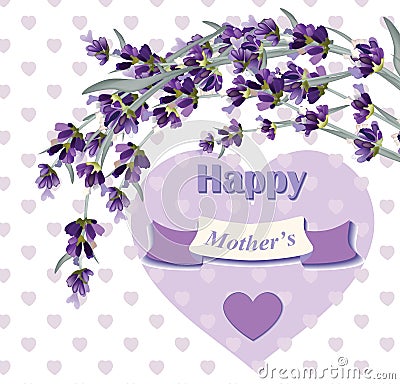 Beautiful lavender card for Mothers Day Vector illustration Vector Illustration