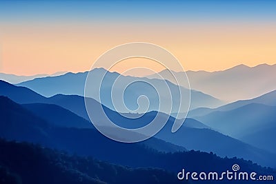 Beautiful layers of mountain with soft colored sunrise color Generative AI Stock Photo