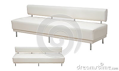 Beautiful leather sofa white color on a white Stock Photo