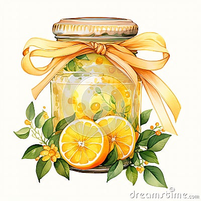 beautiful lemon jam jar clipart illustration Cartoon Illustration