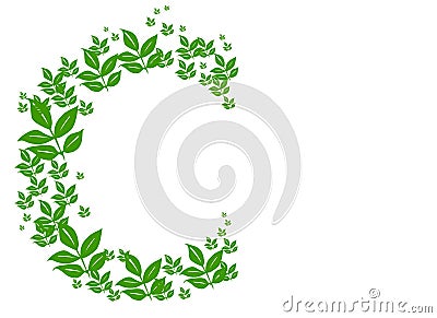 Beautiful Letter C with leaves on white background Stock Photo