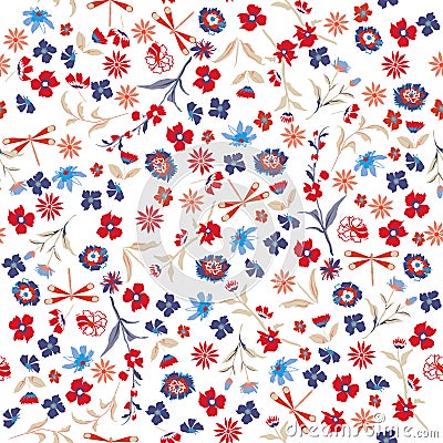 Beautiful liberty Seamless floral pattern. Background in small c Stock Photo