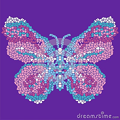 Beautiful, light, airy butterfly mosaic. Fashionable ornamental pattern. Vector Illustration