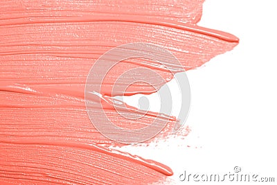 Living Coral colored smear of paint texture Stock Photo