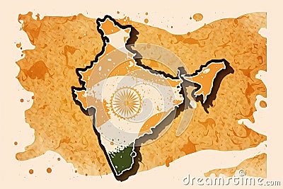 beautiful light orange indian akhand bharat Map Stock Photo