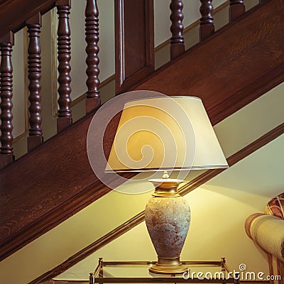 Beautiful light and shadows from the floor lamp in retro style f Stock Photo