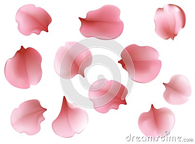 Beautiful light spring background seamless pattern with pink flying petals of sakura - Japanese cherry tree. Vector Illustration