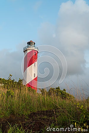 Beautiful lighthouse on a hill Stock Photo