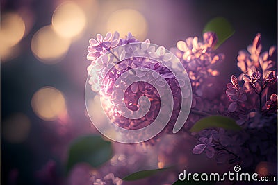 Beautiful lilac flowers on a background of bokeh. Stock Photo