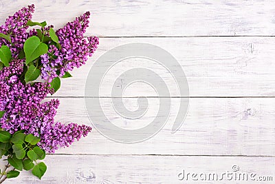 The beautiful lilac on a wooden background Stock Photo