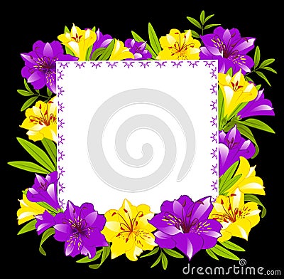 Beautiful Lily bouquet with banner Vector Illustration