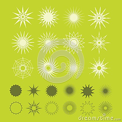 Beautiful line and silhouette geometrical poly-gram stars icons Vector Illustration